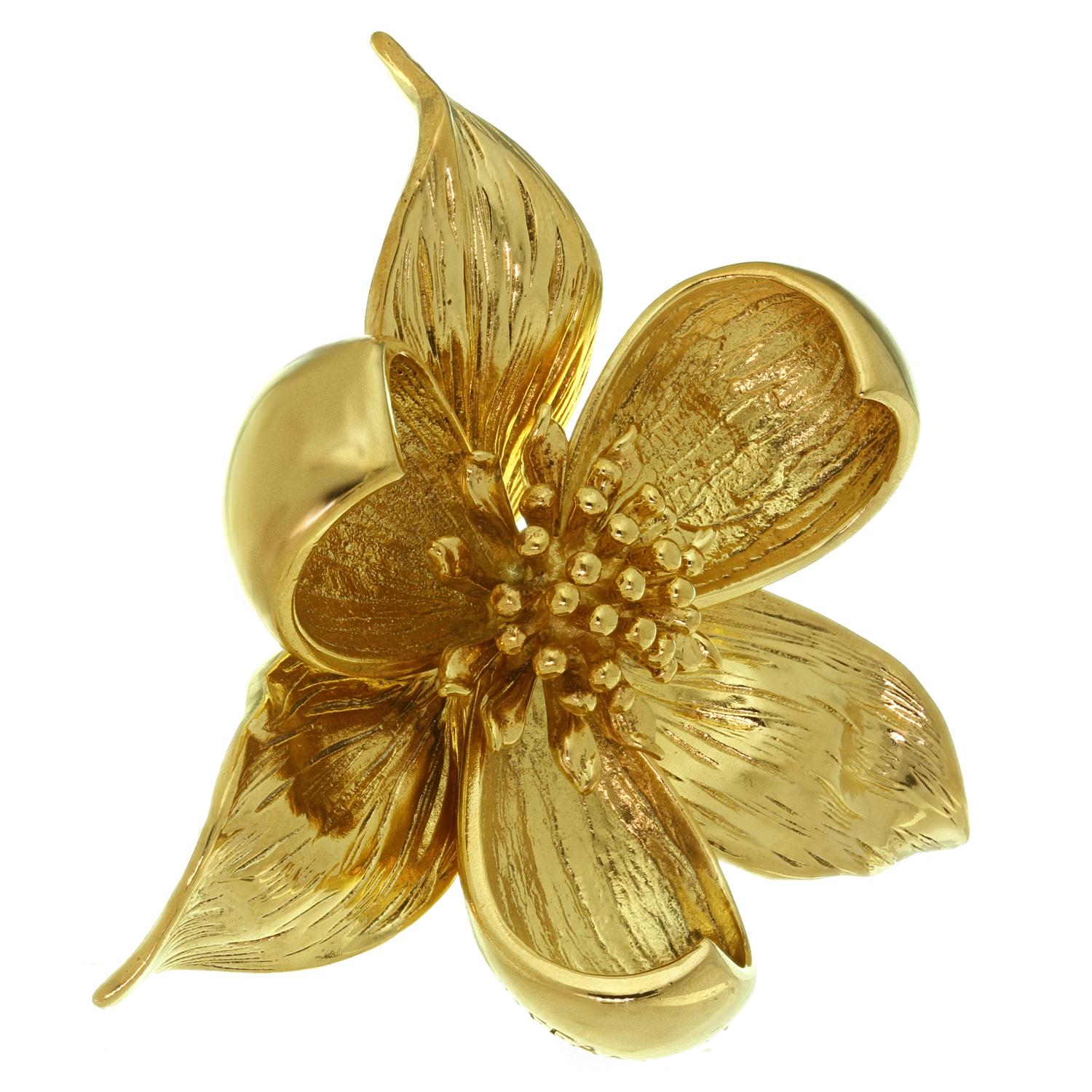 Tiffany & Co. Dogwood Flower Sterling Silver Gold Plated Earrings & Brooch Set 3