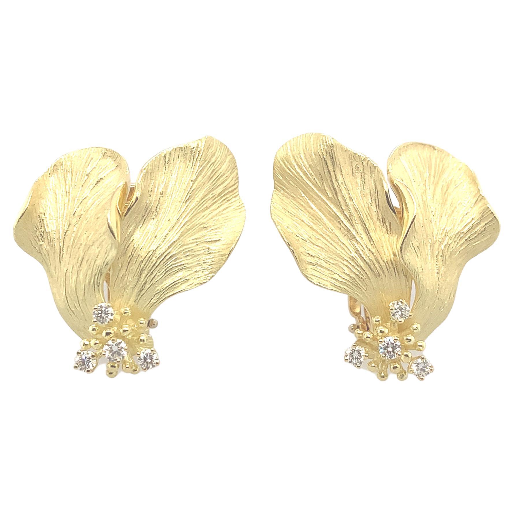 Tiffany & Co. Dogwood Leaf Gold Clip-On Earrings