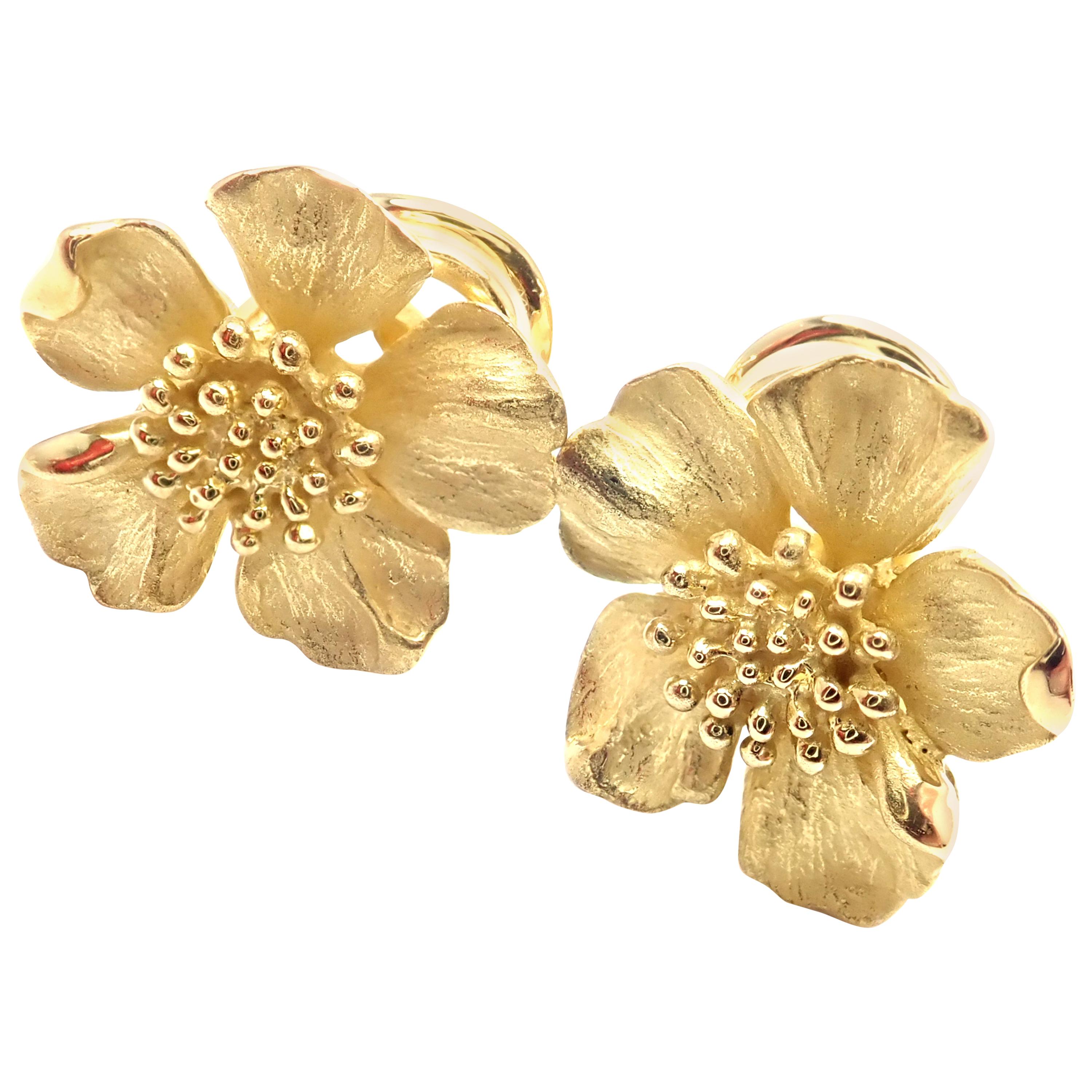 Tiffany & Co Dogwood Wild Rose Yellow Gold Earrings