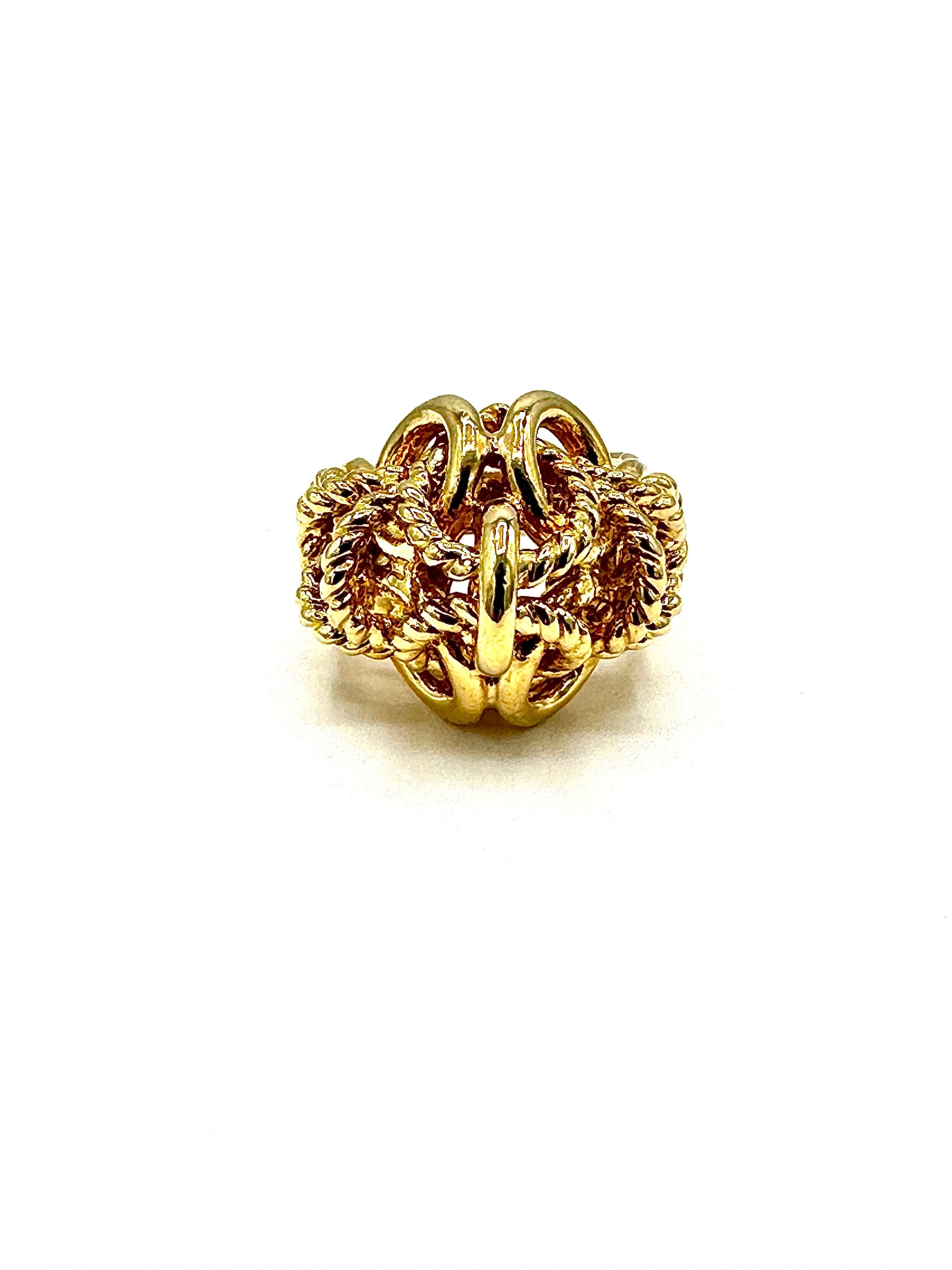 Rétro Tiffany & Co. Bague à maillons en chaîne bombée en or jaune 18 carats en vente