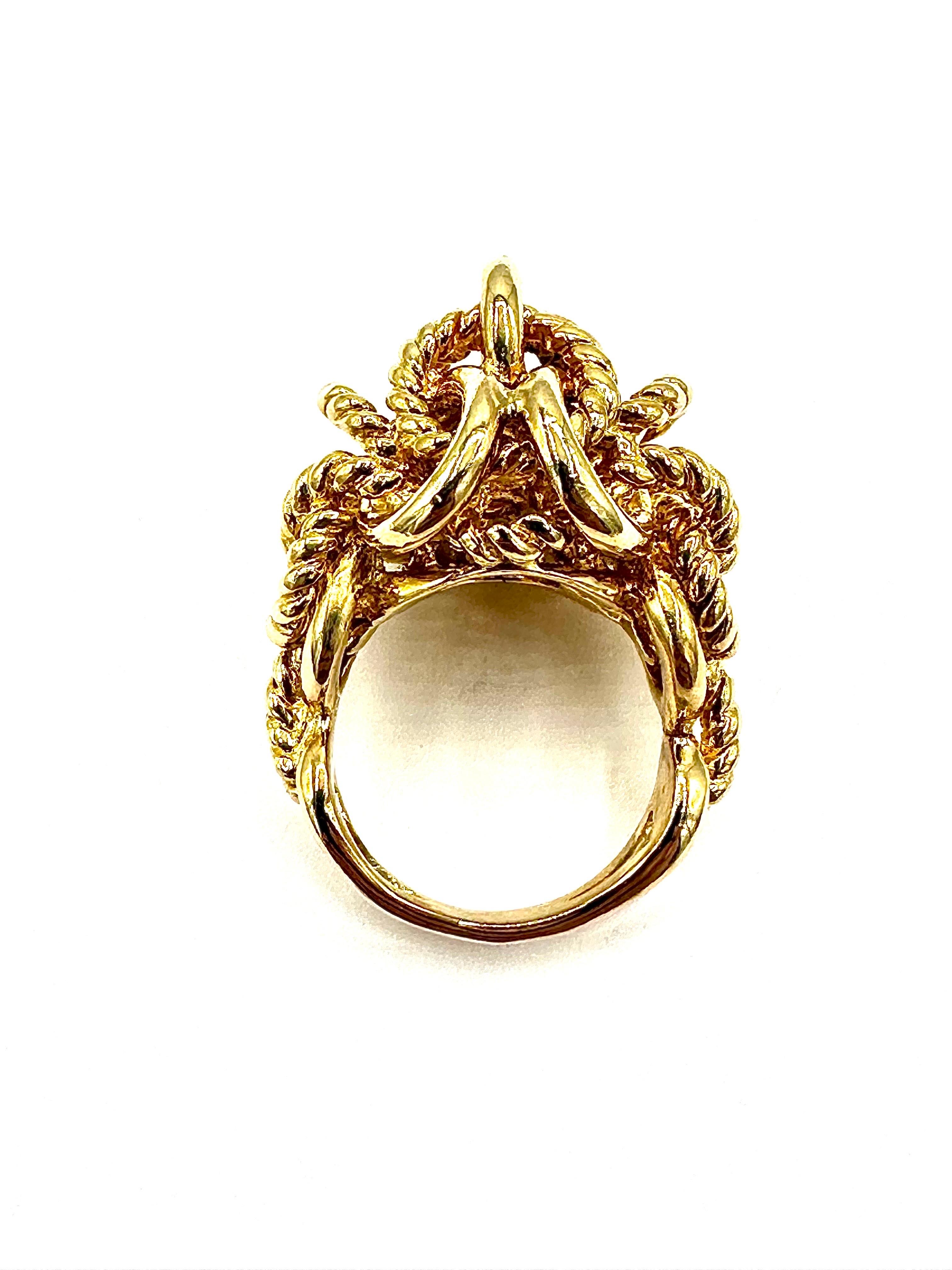 Tiffany & Co. Domed Chain Link 18K Yellow Gold Ring In Excellent Condition For Sale In Chevy Chase, MD