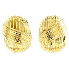 Tiffany & Co Domed Yellow Gold Clip On Earrings