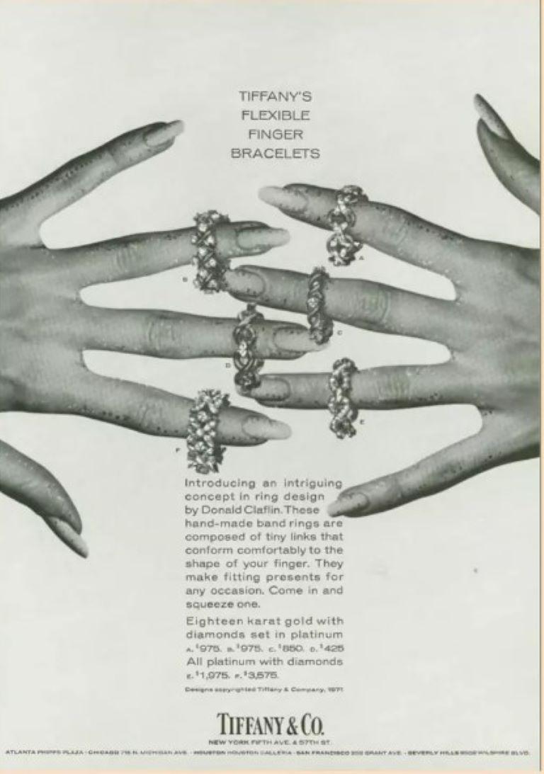 Tiffany & Co. Donald Claflin, bague d'éternité flexible en platine et diamants, taille 5 en vente 4