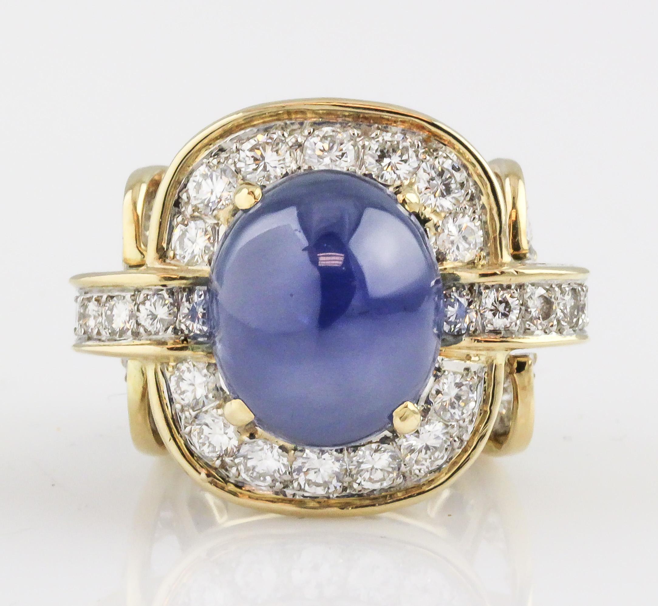 Step into a world of celestial elegance with the Tiffany & Co. Donald Claflin Star Sapphire and Diamond 18k Gold Platinum Ring. This extraordinary piece, bearing the legacy of both Tiffany & Co. and the renowned designer Donald Claflin, is a