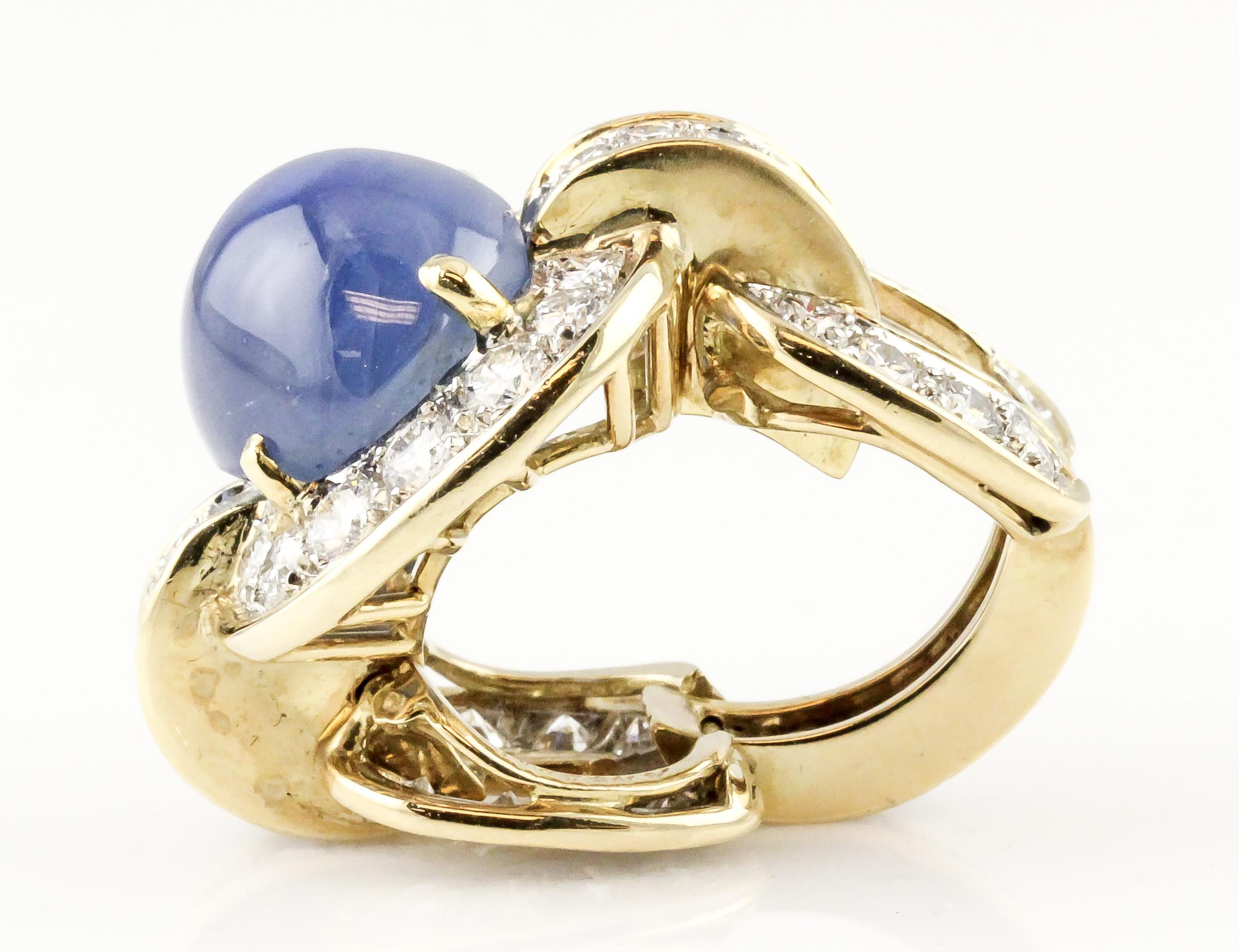 Tiffany & Co. Donald Claflin Sapphire Diamond 18k Gold Platinum Ring In Good Condition For Sale In Bellmore, NY