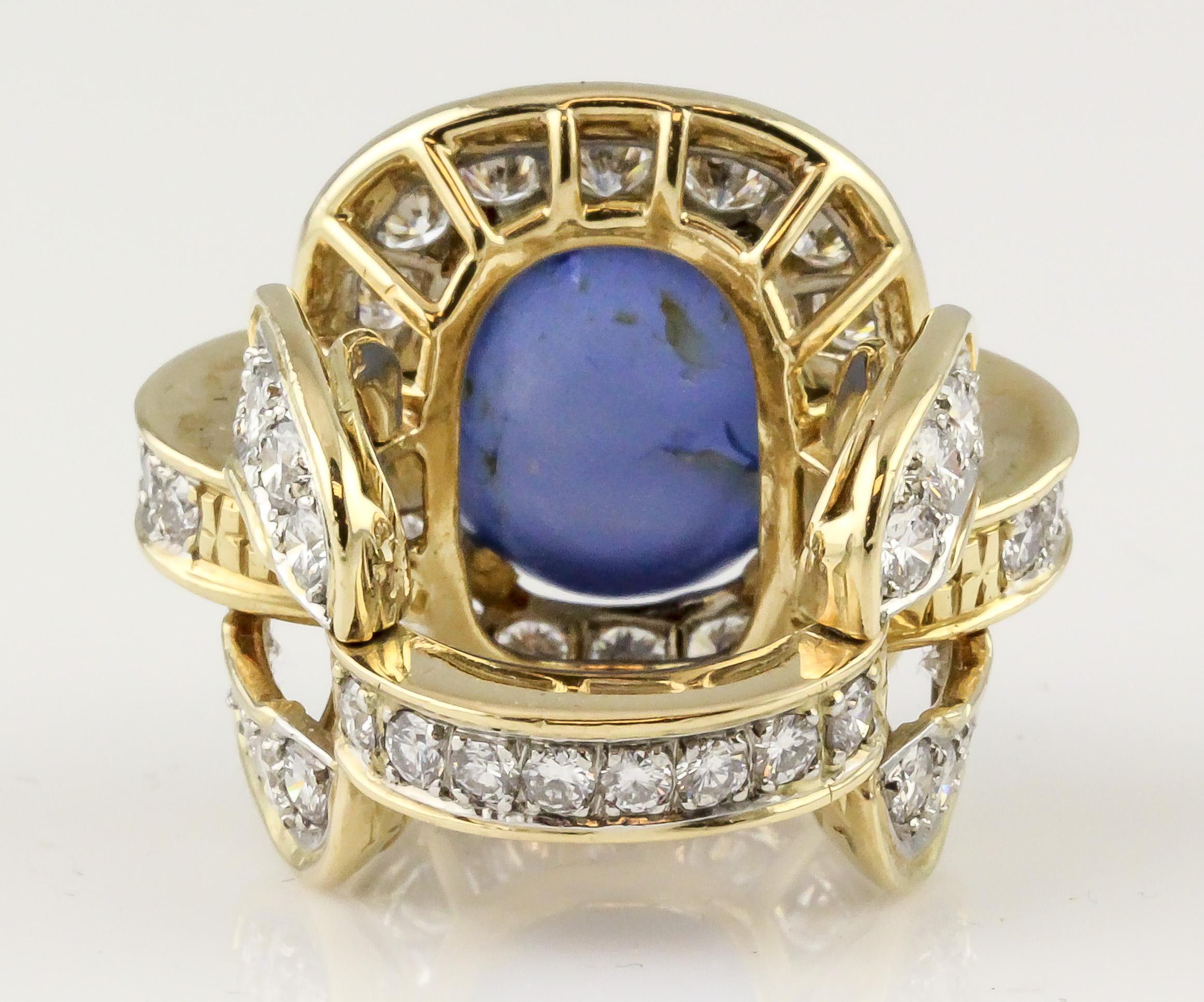 Tiffany & Co. Donald Claflin Sapphire Diamond 18k Gold Platinum Ring For Sale 1
