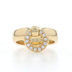 Tiffany & Co. Doorknocker Circle Dangle Diamond Ring Yellow Gold 18k Rd .16ctw