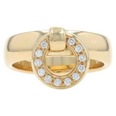 Tiffany & Co. Doorknocker Circle Dangle Diamond Ring Yellow Gold 18k Rd .16ctw