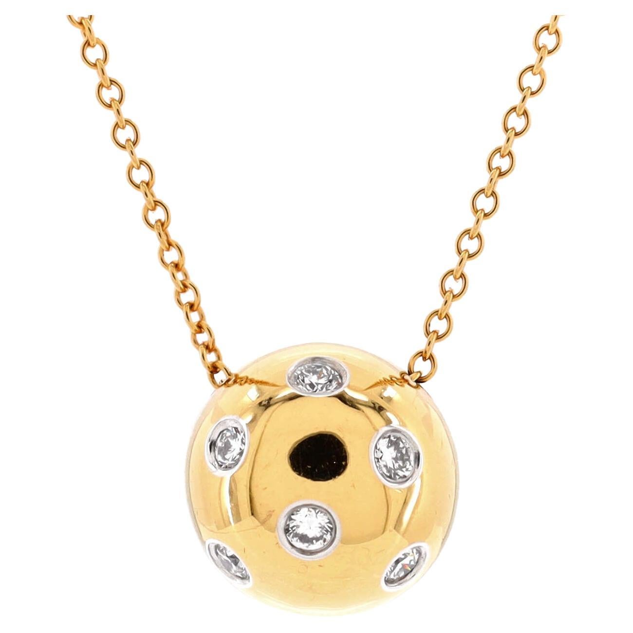 Tiffany and Co. Dots Ball Pendant Necklace 18K Yellow Gold with ...