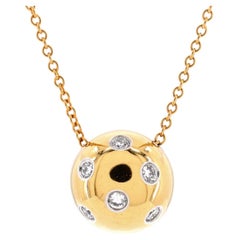 Tiffany & Co. Dots Ball Pendant Necklace 18K Yellow Gold with Platinum