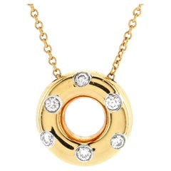 Tiffany & Co. Dots Round Donut Pendant Necklace 18K Yellow Gold with Platinum