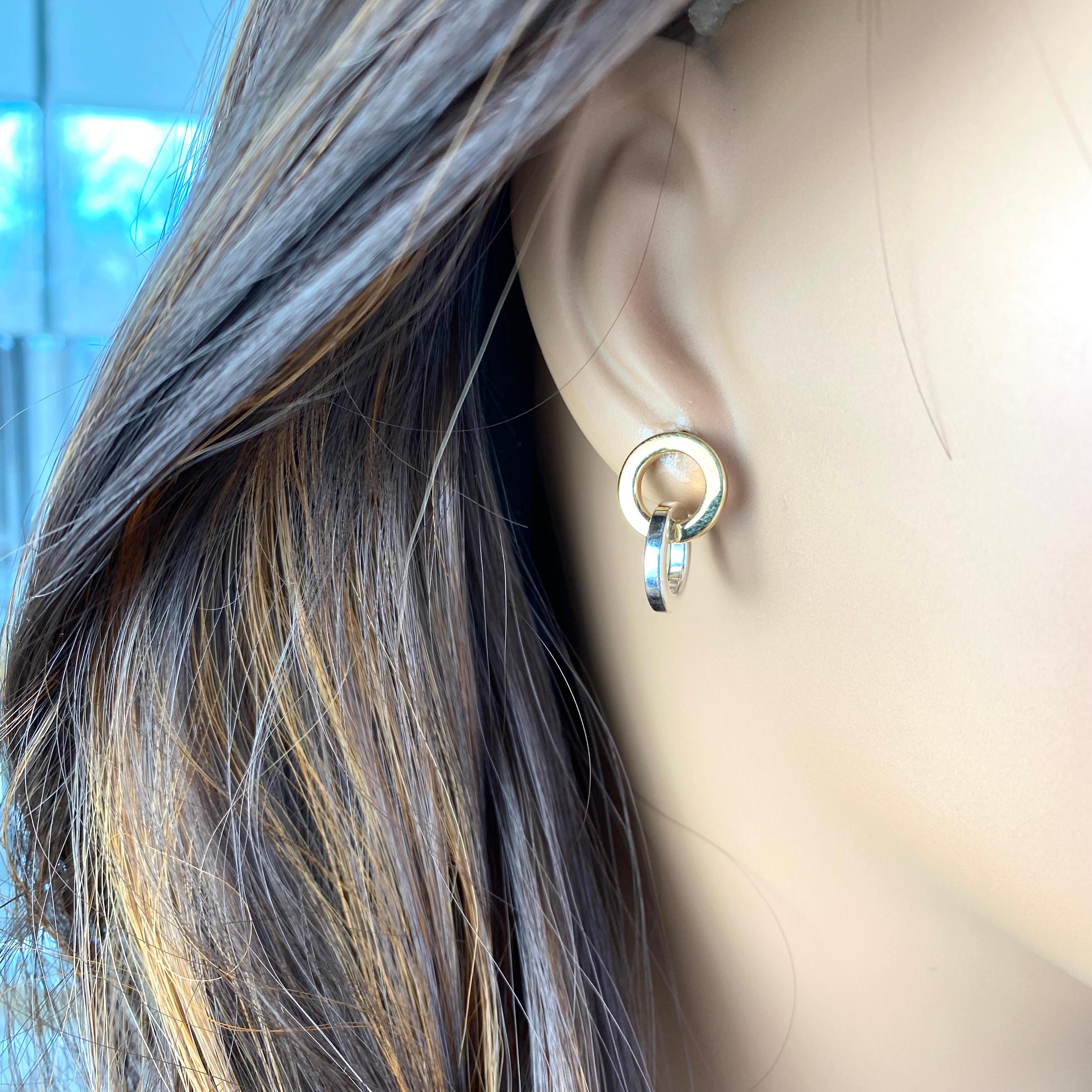 Tiffany Co. Boucles d'oreilles longues de 0,70 pouce en or jaune 18 carats et cercle d'argent en vente 6