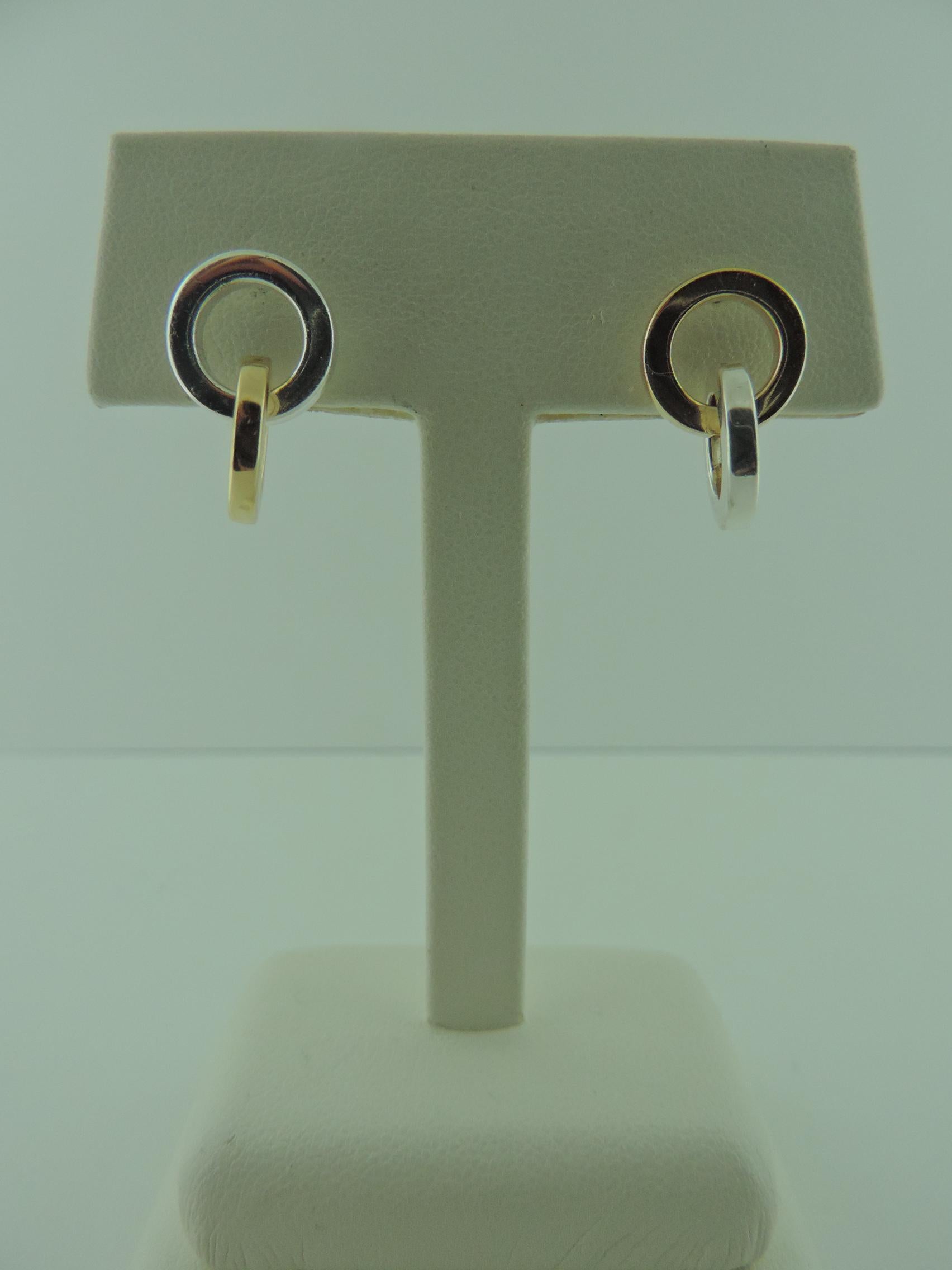 Tiffany & Co. Double Circle Two-Tone 18 Karat Gold and Sterling Silver Earrings 1