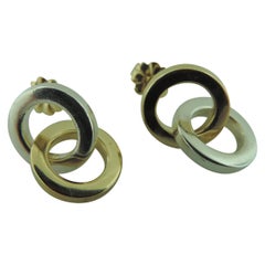 Tiffany & Co. Double Circle Two-Tone 18 Karat Gold and Sterling Silver Earrings