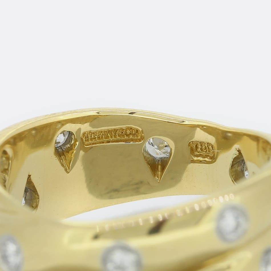 Brilliant Cut Tiffany & Co. Double Etoile Diamond Ring Size K For Sale