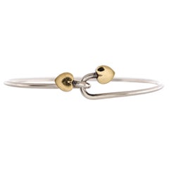 Tiffany & Co. Double Heart Lock Bangle Bracelet Sterling Silver with 18K Yellow