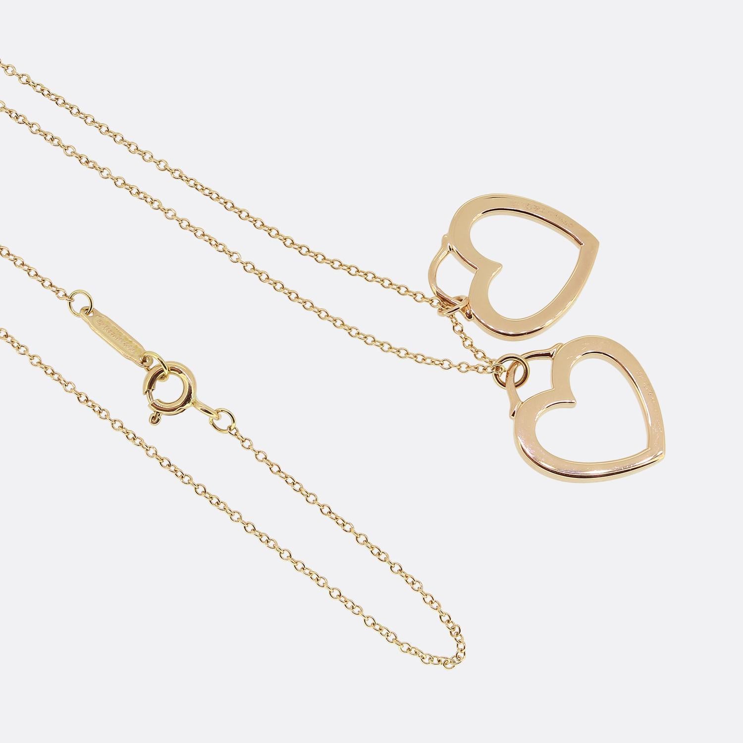 tiffany double heart gold necklace