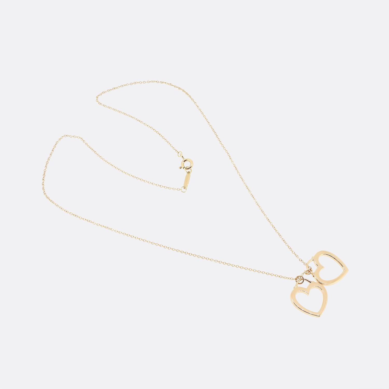 tiffany gold double heart necklace