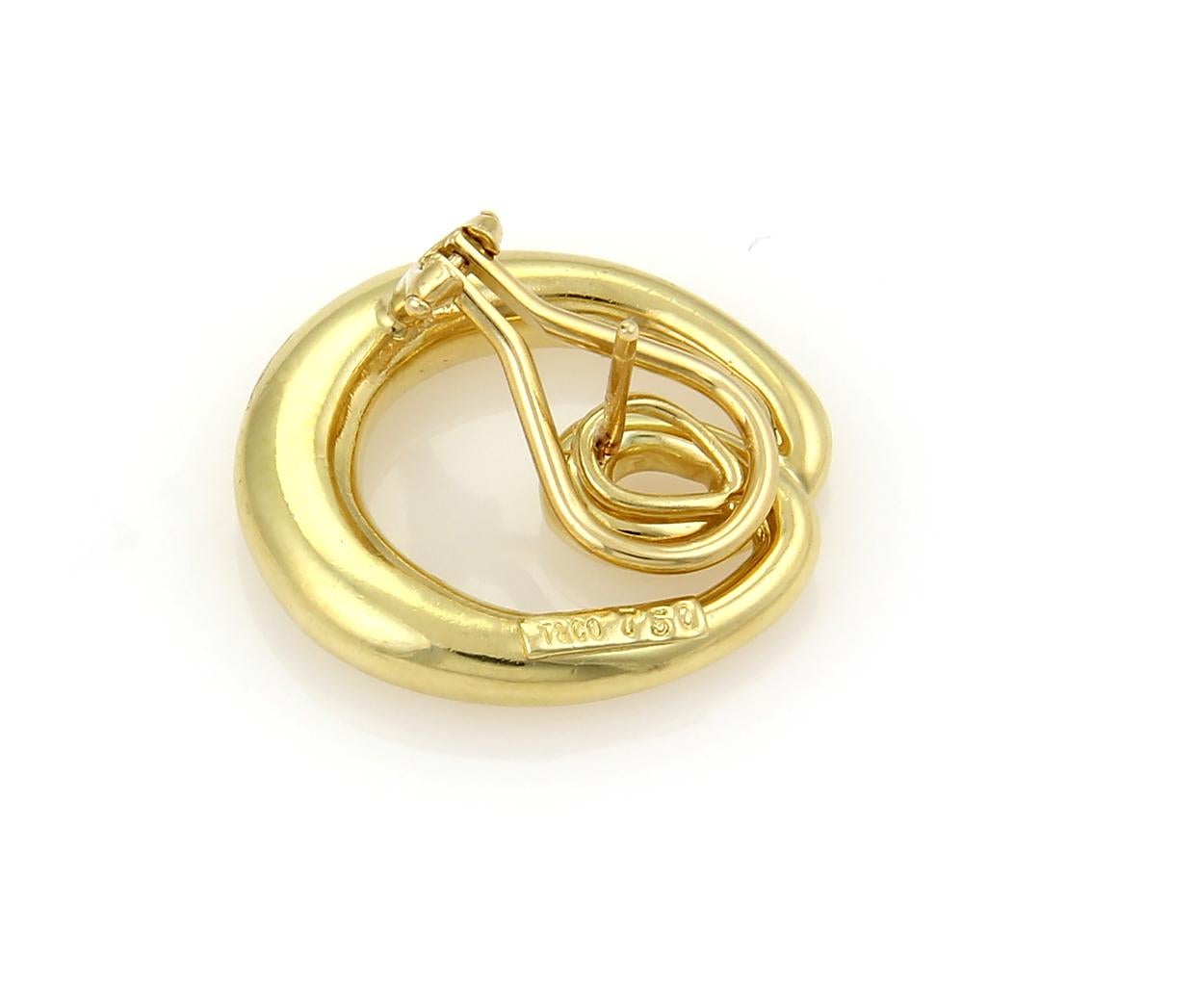 Tiffany & Co. Double Loop Open Oval 18k Yellow Gold Earrings In Excellent Condition For Sale In Boca Raton, FL