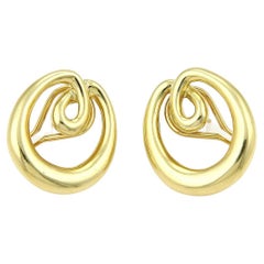 Tiffany & Co. Double Loop Open Oval 18k Yellow Gold Earrings