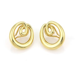Tiffany & Co. Double Loop Open Oval 18k Yellow Gold Earrings