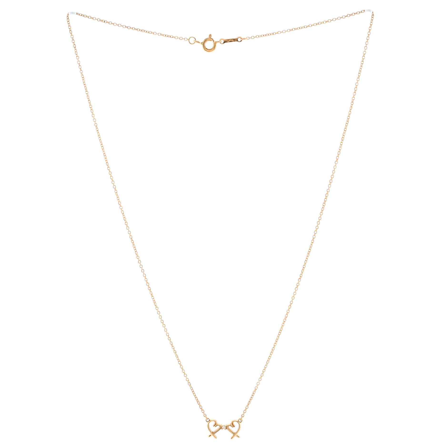tiffany and co double heart necklace gold
