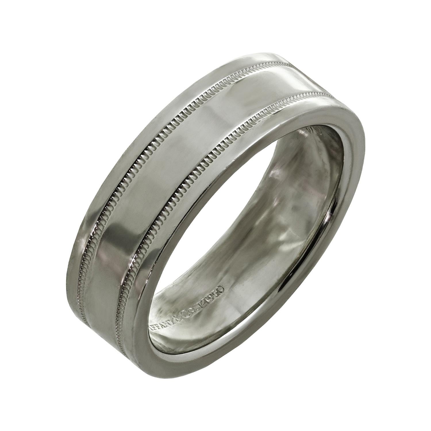 Tiffany & Co. Double Milgrain Platinum Wedding Band Ring