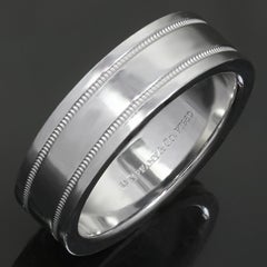 Tiffany & Co. Double Milgrain Platinum Wedding Band Ring, 6mm
