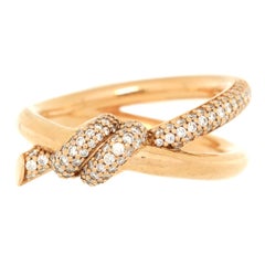 Tiffany & Co. Double Row Knot Ring 18K Rose Gold with Diamonds