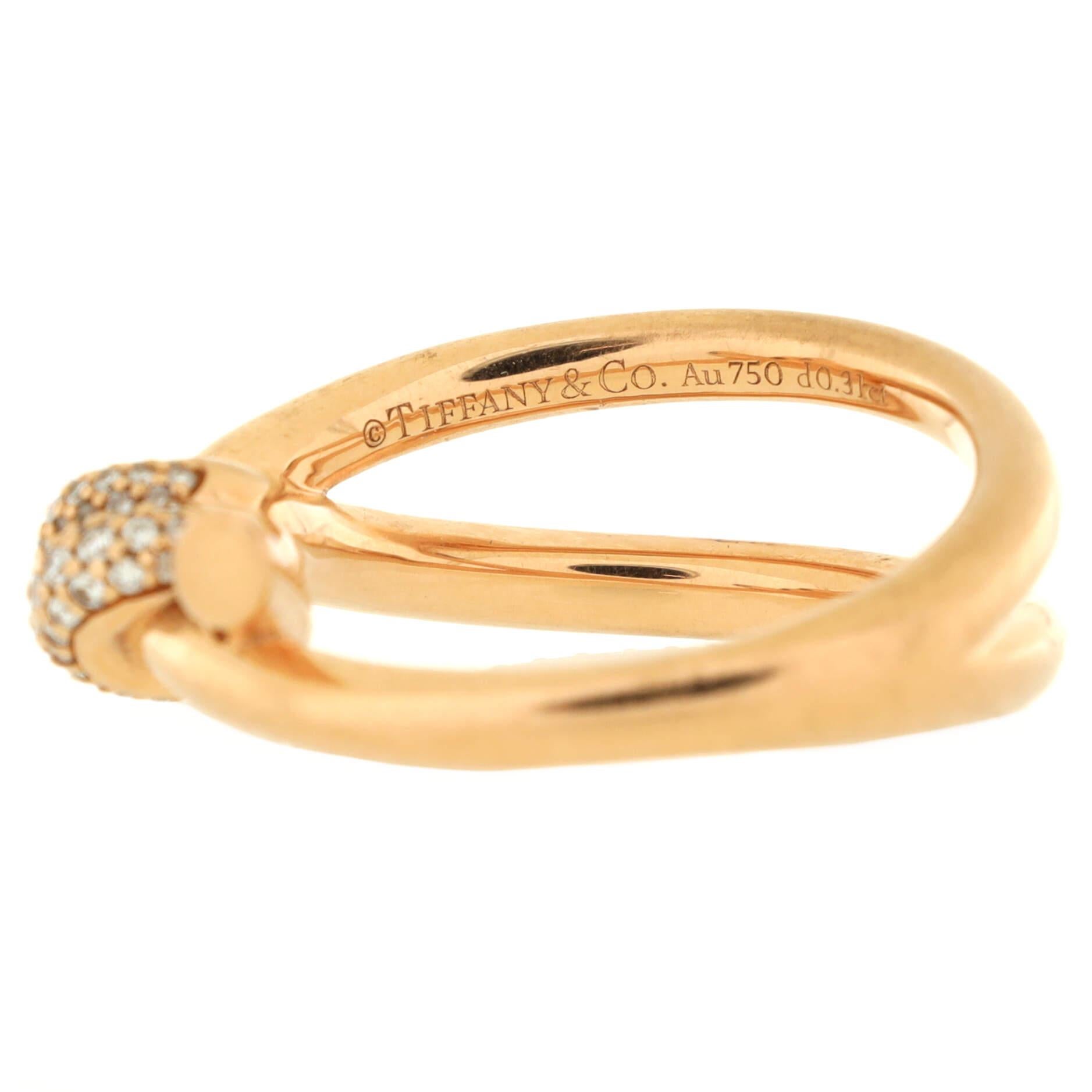 Tiffany & Co. Doppelreihiger Knotenring aus 18 Karat Roségold mit Diamanten für Damen oder Herren