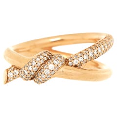 Tiffany & Co. Bague à double rangée de nœuds en or rose 18 carats avec diamants