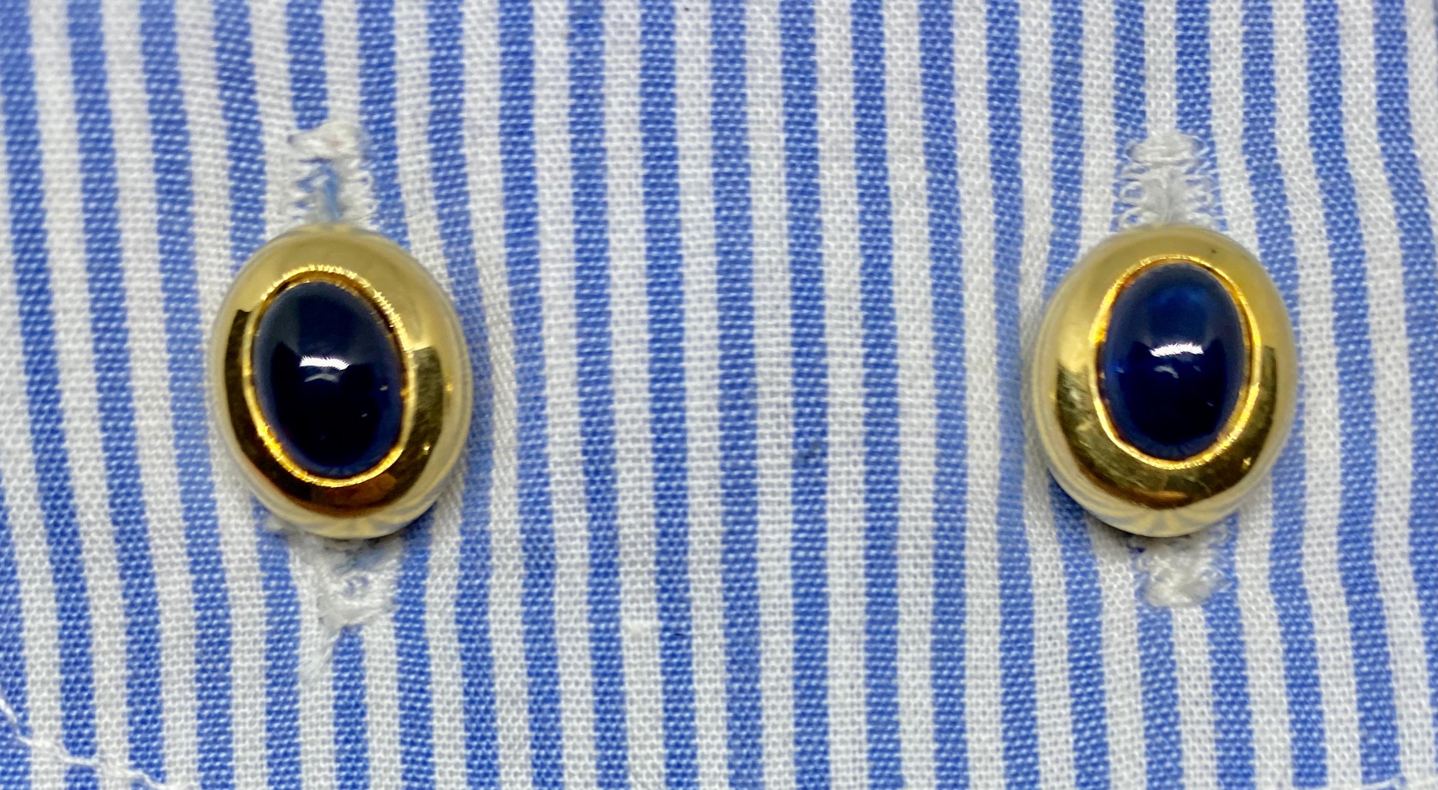 Tiffany & Co. Double-Sided Cufflinks in 18K Yellow Gold with Oval Sapphires For Sale 2