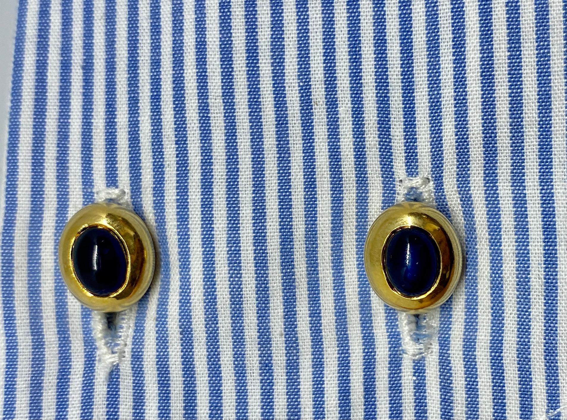 Tiffany & Co. Double-Sided Cufflinks in 18K Yellow Gold with Oval Sapphires For Sale 3