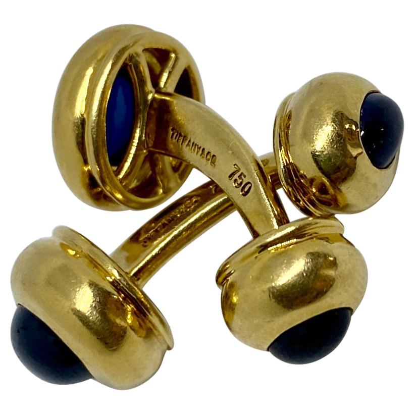 Tiffany & Co. Double-Sided Cufflinks in 18K Yellow Gold with Oval Sapphires For Sale
