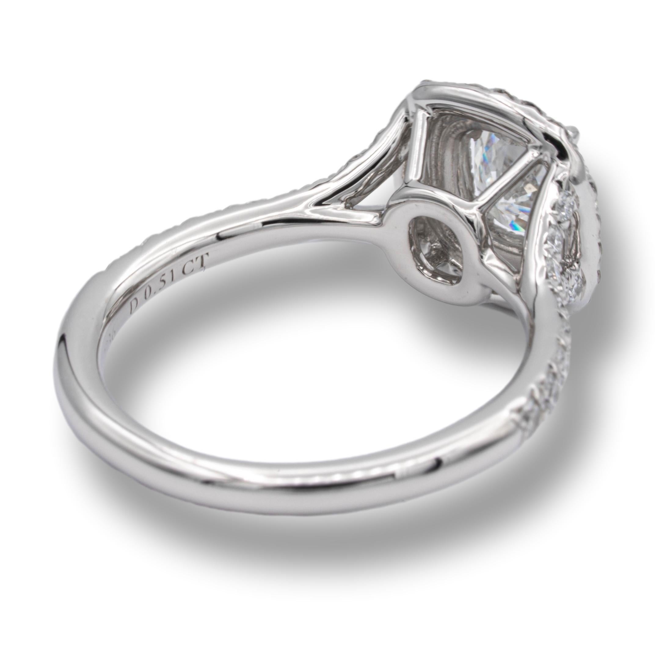 Cushion Cut Tiffany & Co. Double Soleste Platinum Diamond Engagement Ring 0.86 Carats Total