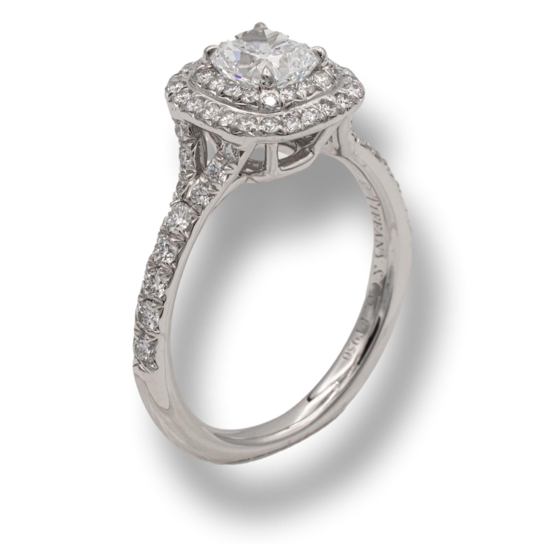 Women's Tiffany & Co. Double Soleste Platinum Diamond Engagement Ring 0.86 Carats Total