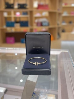 Tiffany & Co. Double T 18K Yellow Gold Diamond Bangle