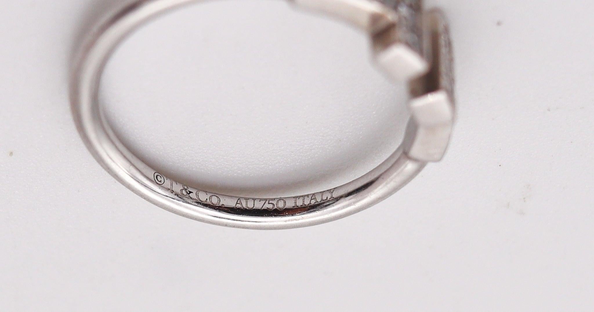 TIFFANY & CO. Double T Wire Ring In 18Kt White Gold With 12 VS Diamonds For Sale 1