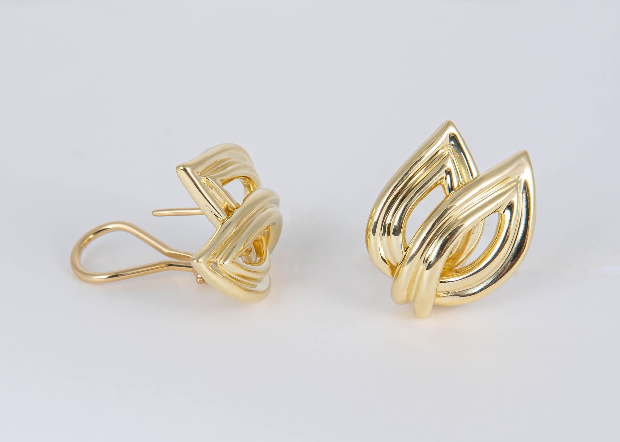 Contemporary Tiffany & Co. Double Wing Gold Earrings For Sale