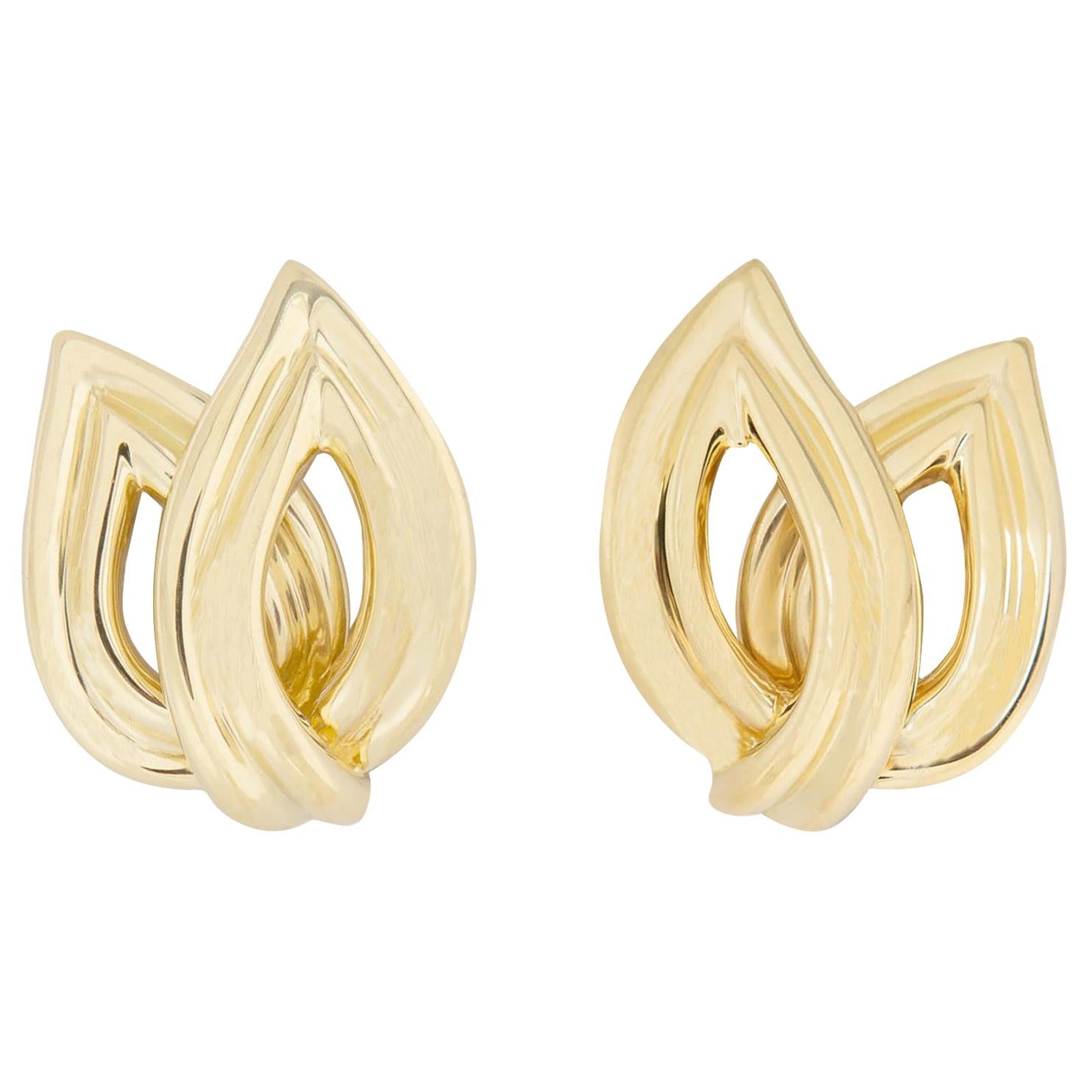 Vintage Tiffany and Co. Double Fan Motif Earrings For Sale at 1stDibs