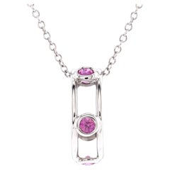 Tiffany & Co. Double Wire Pendant Necklace 18k White Gold with Pink Sapphires