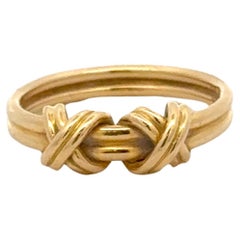 Tiffany & Co Double 'X' Design Band Ring 5.4 Grams 18 Karat Yellow Gold