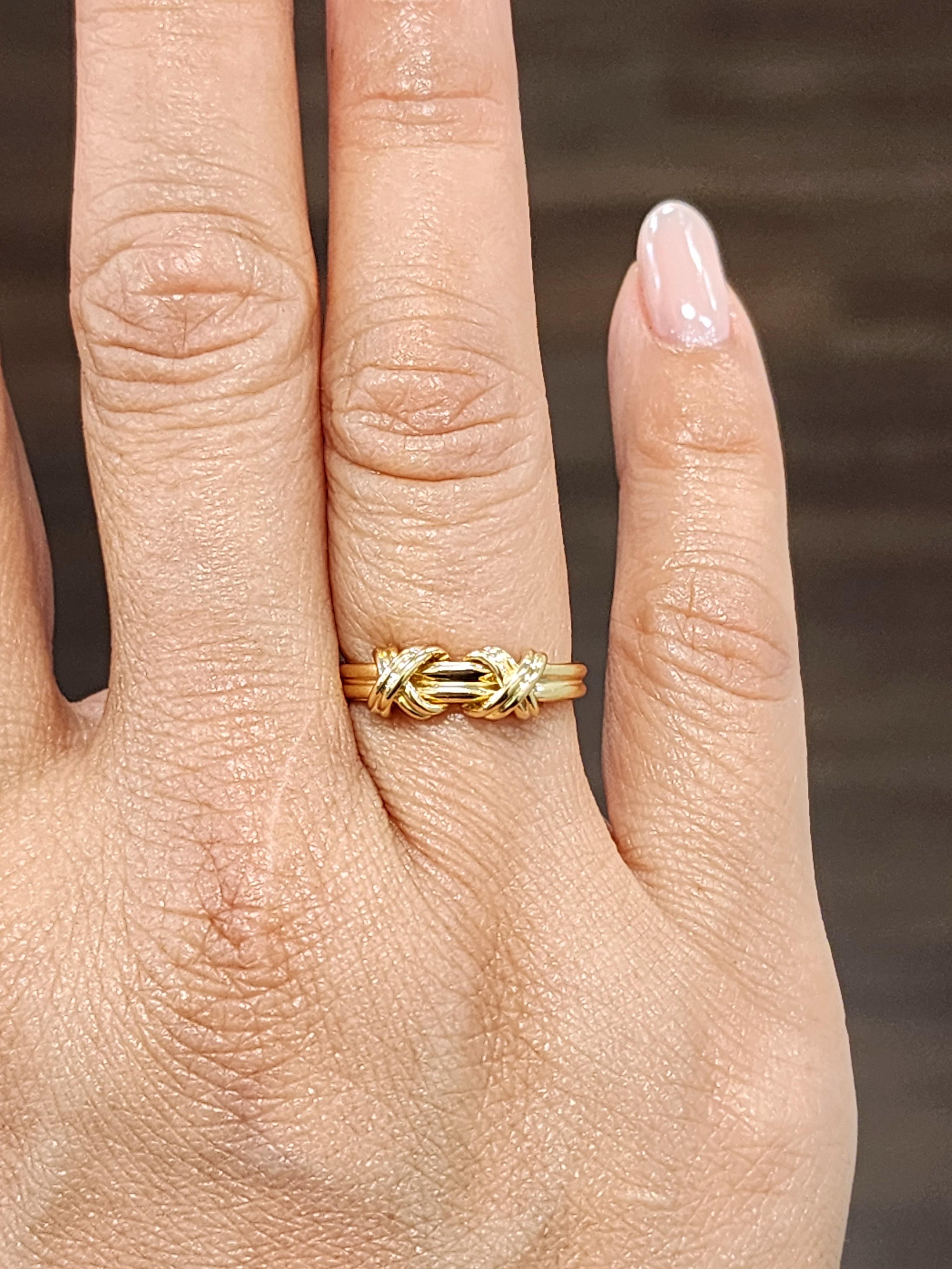 Contemporary Tiffany & Co Double 'X' Design Band Ring