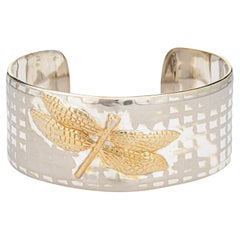 Tiffany & Co Dragonfly Cuff Bracelet Sterling Silver 18k Gold c2003 Estate
