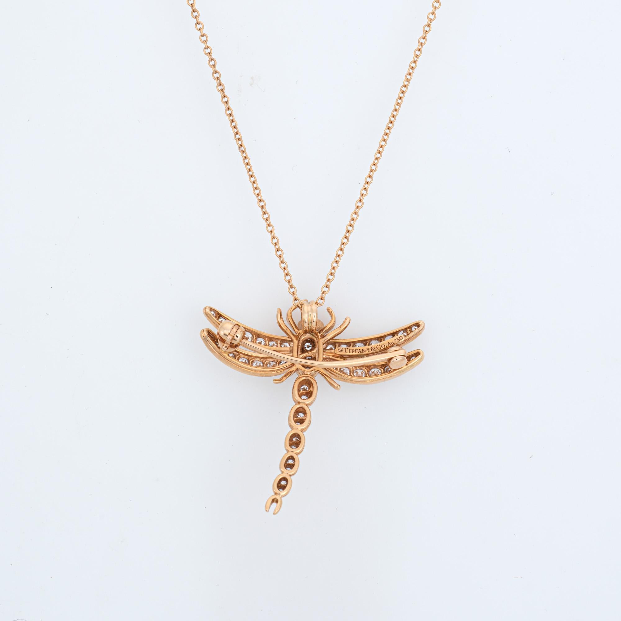 Ciondolo e spilla Dragonfly di Tiffany & Co. usati, eleganti e finemente dettagliati, della collezione 