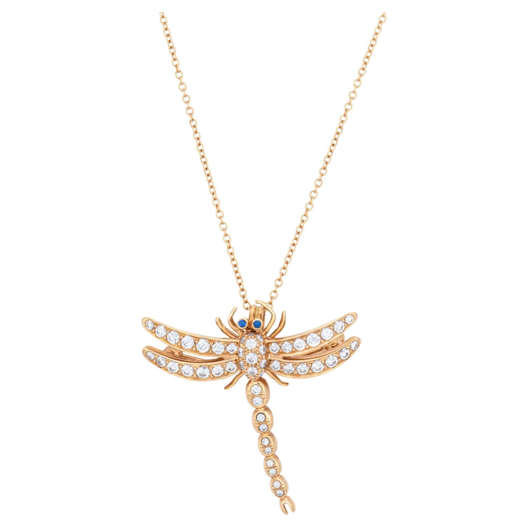 Tiffany & Co. Ciondolo Libellula Enchant Estate Spilla in oro rosa 18 carati Servire i documenti in vendita