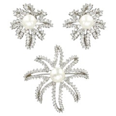Tiffany & Co. Earl and Diamond Firework Brooch & Earrings Suite
