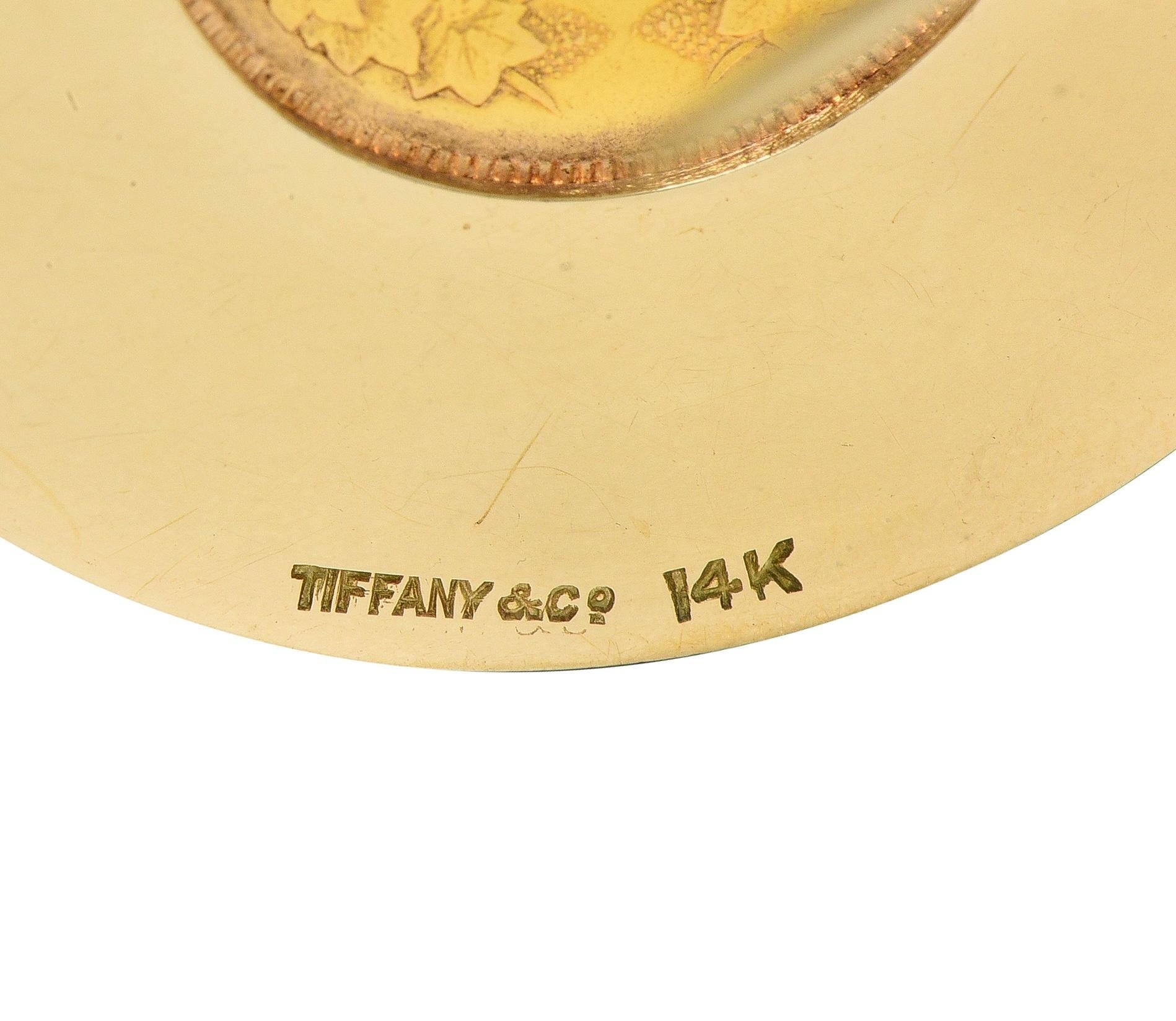 Tiffany & Co. Early 1900's 14K Gold 1855 US 3 Dollar Coin Antique Circle Brooch For Sale 2