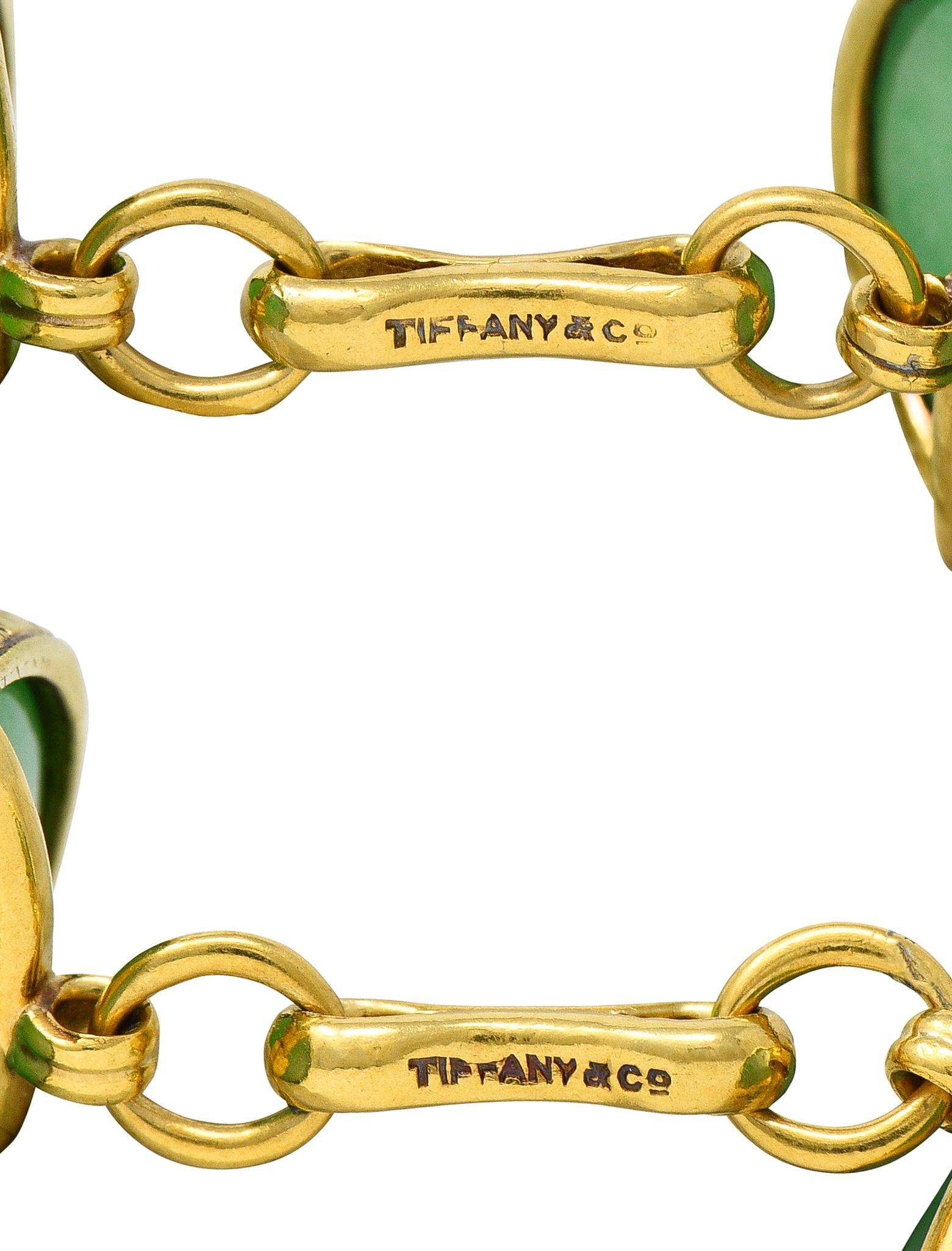 Art Déco Tiffany & Co. Gemelli antichi Art Deco in giadeite oro giallo 18 carati in vendita