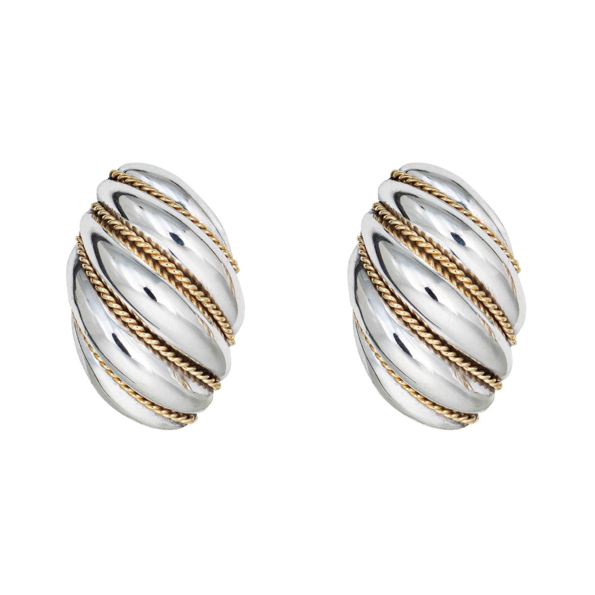 Tiffany & Co Ohrringe Vintage 18k Gold Sterling Silber Shell Dome Clip-On signiert im Zustand „Gut“ in Torrance, CA